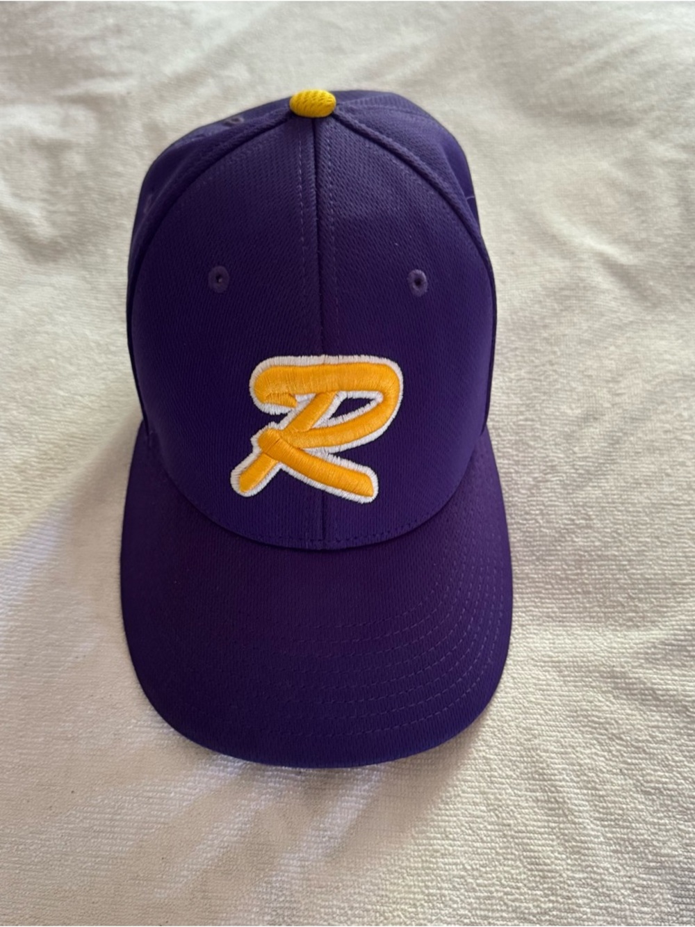 Purple Baseball Cap with Yellow 'R' Patch